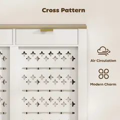 HOMCOM 108 x 19 cm Minimal Radiator Cover, with 2 Drawers - White - 5