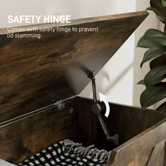 HOMCOM 100L Home Storage Box, with Safety Hinges - Rustic Brown - 5