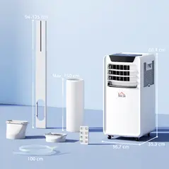 HOMCOM 10000 BTU Air Conditioning Unit, 3-in-1 Portable Air Conditioner, Dehumidifier, Cooling Fan with Remote Control, LED Display, 2 Speeds, 24H Timer, Window Venting Kit, 30m² - 3