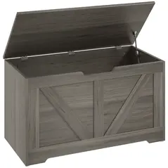 HOMCOM 100L Home Storage Box, with Safety Hinges - Charcoal Grey - 1