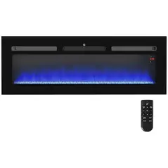 HOMCOM 127cm/50" Electric Fireplace, 2000W Recessed and Wall Mounted Electric Fire with Remote Control, 9 Flame Colour and Crystal, Black - 1