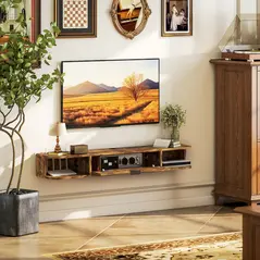 HOMCOM 120 cm Floating TV Unit for TVs up to 50 Inch - Rustic Brown - 8