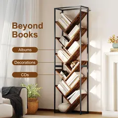 HOMCOM 10 Shelf Industrial-Style Bookshelf - Black/Brown - 5