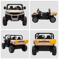 HOMCOM 12V 2 Seater Kids Electric Ride-On Car with Electric Bucket, Remote Control - Yellow - 9