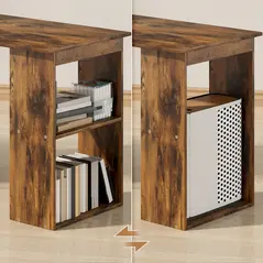 HOMCOM 120cm Computer Desk, Wooden PC Laptop Table with 6-Tier Storage Bookshelves, Home Office Working Study Desk, Writing Workstation, Rustic Brown Wood-Effect - 7