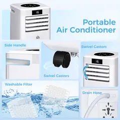HOMCOM 10000 BTU Air Conditioning Unit, 3-in-1 Portable Air Conditioner, Dehumidifier, Cooling Fan with Remote Control, Digital Display, 2 Speeds, 24H Timer, Window Venting Kit, 22m² - 9