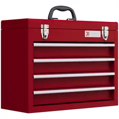 DURHAND Lockable Metal Tool Box, 4 Drawer Tool Chest with Latches, Handle, Ball Bearing Runners, Red - 1