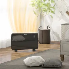 HOMCOM 1.2kW Freestand/On-Wall Electric Convector Heater, with Adjustable Thermostat - Black - 2