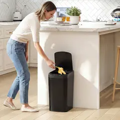 HOMCOM 12L Sensor Bin, Automatic Touchless Motion Sensor Kitchen Bin with Fingerprint Resistant Stainless Steel, Black - 2