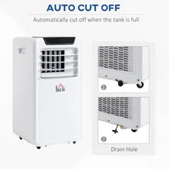 HOMCOM 10000 BTU Air Conditioning Unit, 3-in-1 Portable Air Conditioner, Dehumidifier, Cooling Fan with Remote Control, LED Display, 2 Speeds, 24H Timer, Window Venting Kit, 30m² - 8
