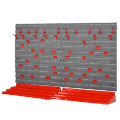 DURHAND 54 Pcs On-Wall Tool Equipment Holding Pegboard Home DIY Garage Organiser DIY w/ 50 Pegs 2 Shelves - 1