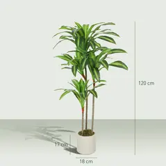HOMCOM 120cm Artificial Dracaena Tree with Bendable Trunks - Green - 3