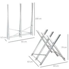 DURHAND Portable Sawhorse Heavy Duty Steel Adjustable Work Support, Foldable Sawhorse Stand 100 kg Weight Capacity, Silver Tone - 3
