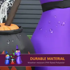 HOMCOM 1.8m Inflatable Halloween Lawn Decoration with LED Witches Around A Black Cauldron Outdoor Air Blown Holiday Décor - 5