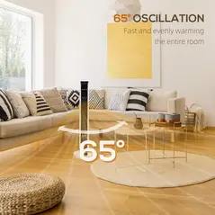 HOMCOM 1100W/2200W Space Heater with 65° Oscillation, Electric Heater with 2 Heat and Fan, 8-Hour Timer, Overheat & Tip Over Protection for Bedroom, 29 inch - 7