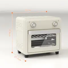 HOMCOM 10L Air Fryer Oven, Mini Oven, Oil Free Cooking, Grill, Roast, Bake, with Adjustable Temperature, Timer, Dishwasher Safe, 1000W, Cream White - 3