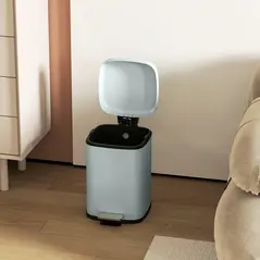 HOMCOM 12L Modern Boxy Metal Home Kitchen Bin - Light Green - 8