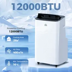 HOMCOM 12000 BTU App-Controlled Mobile Air Conditioner - White - 2