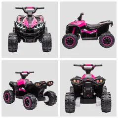 HOMCOM 12V Ride-On Quad Bike w/ Music, Horn, for Ages 3-5 Years - Pink - 8