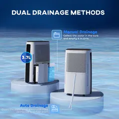 HOMCOM 16l/Day Dehumidifier, with Washable Filter and Timer - White - 6