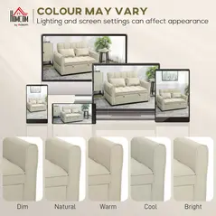 HOMCOM 2 Seater Sofa Bed, 3-in-1 Convertible Sleeper Sofa with Click-clack Adjustable Backrest and 2 Pillows, Light Brown - 7