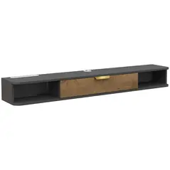 HOMCOM 140 cm Floating TV Stand with Storage - Charcoal Grey - 1