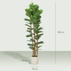 HOMCOM 180cm Artificial Fiddle Leaf Fig Tree - Green - 3