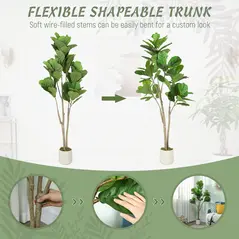 HOMCOM 150cm Artificial Ficus Tree - Green - 5