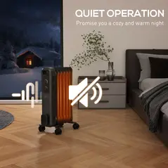 HOMCOM 1500W Oil Filled Radiator, Portable Electric Heater with 3 Heat Settings, Safety Cut-Off and Wheels, Grey - 7