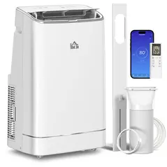 HOMCOM 14000 BTU Mobile Air Conditioner, Smart Home WiFi Compatible, with Heater, Cooler, Dehumidifier, Fan, 24H Timer - 1