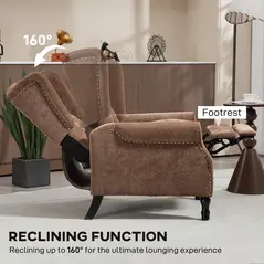 HOMCOM 150° Reclining Vintage Armchair, with footrest - Brown - 4