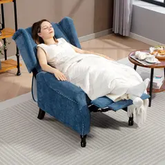 HOMCOM 150° Reclining Vintage Armchair, with footrest, Royal Blue - 8