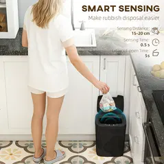 HOMCOM 15L Sensor Bin, Automatic Touchless Kitchen Bin, Easy Clean, Battery Operated for Home Office, Bedroom, Bathroom, Black - 4