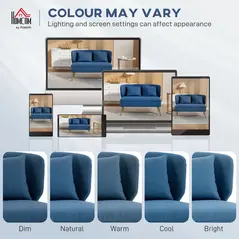 HOMCOM 2 Seater Sofa, Linen-look Fabric Small Sofa with Wing Back, Thick Seat, Metal Legs, Dark Blue - 7