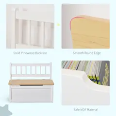 HOMCOM 2 In 1 Wooden Toy Box, Seat Storage Bench, Storage Chest Cabinet Organiser, with Safety Pneumatic Rod - 4