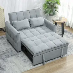 HOMCOM 2 Seater Sofa Bed, 3-in-1 Convertible Sleeper Sofa with Click-clack Adjustable Backrest and 2 Pillows, Grey - 8