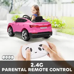 HOMCOM 12V Kids Electric Ride on, Electric Car for Kids with Parental Remote, Music, Lights, Suspension Wheels, Pink - 5