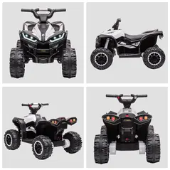 HOMCOM 12V Ride-On Quad Bike w/ Music, Horn, for Ages 3-5 Years - White - 8