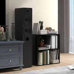 HOMCOM 2 Tier Bookshelf, Low Bookcase with Adjustable Shelf, 2 Compartments for Home Office, Living Room, Study, Black - 6