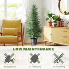 HOMCOM 135cm Artificial Cypress Trees Set of 2, UV Resistant Artificial Plants with Decorative Pot, Fake Plants for Indoor Outdoor Decor, Green - 5