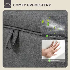 HOMCOM 16L Linen Storage Ottoman Padded Footstool with Rubberwood Legs for Storage Box, Bed End, Shoe Bench, Seating, Charcoal Grey - 5