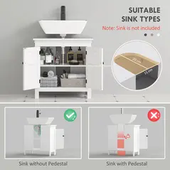 HOMCOM 15 x 20cm 'U' Cut Out Bathroom Storage Cabinet - White - 4