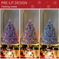 HOMCOM 2.5FT Prelit Artificial Tabletop Christmas Tree with Fibre Optics Holiday Home Xmas Decoration for Table and Desk, White - 5
