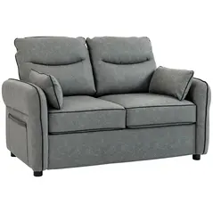 HOMCOM 2 Seater Sofa, Faux Leather Loveseat - Grey - 1