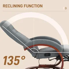 HOMCOM 135° Manual Reclining Swivel Chair, with Footrest - Grey - 4