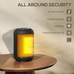 HOMCOM 1500W Ceramic Electric Heater with Fan, Timer, Oscillation - Black - 8