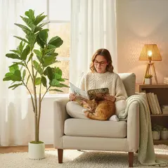 HOMCOM 150cm Artificial Ficus Tree - Green - 1