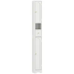 HOMCOM 185 cm Tall Bathroom Cabinet with Arched Doors - White - 1