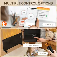 HOMCOM 1500W 5-35℃ Smart Control Heater - Black - 4