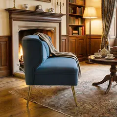 HOMCOM 2 Seater Sofa, Linen-look Fabric Small Sofa with Wing Back, Thick Seat, Metal Legs, Dark Blue - 9